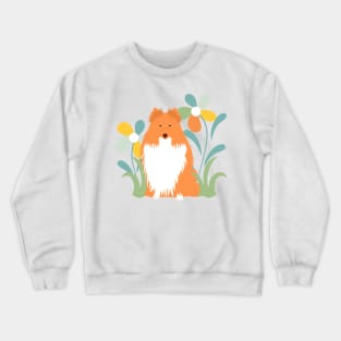 Shetland Sheepdog and Flower Crewneck Sweatshirt